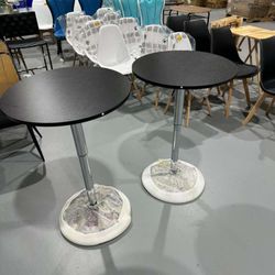 New Round Bar Table, Adjustable Height and 360° Swivel Pub Tables, Cocktail Table with MDF Top, Silver Leg Base for Bar, Bistro, Café, Black  $50 ?