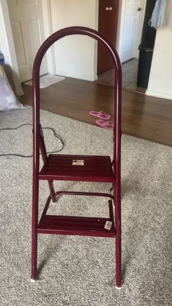 Burgundy 2-Step Folding Step Stool