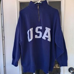 Vintage  Express Athletique Embroidered USA 1/4 Zip Sweatshirt Size L Men's 