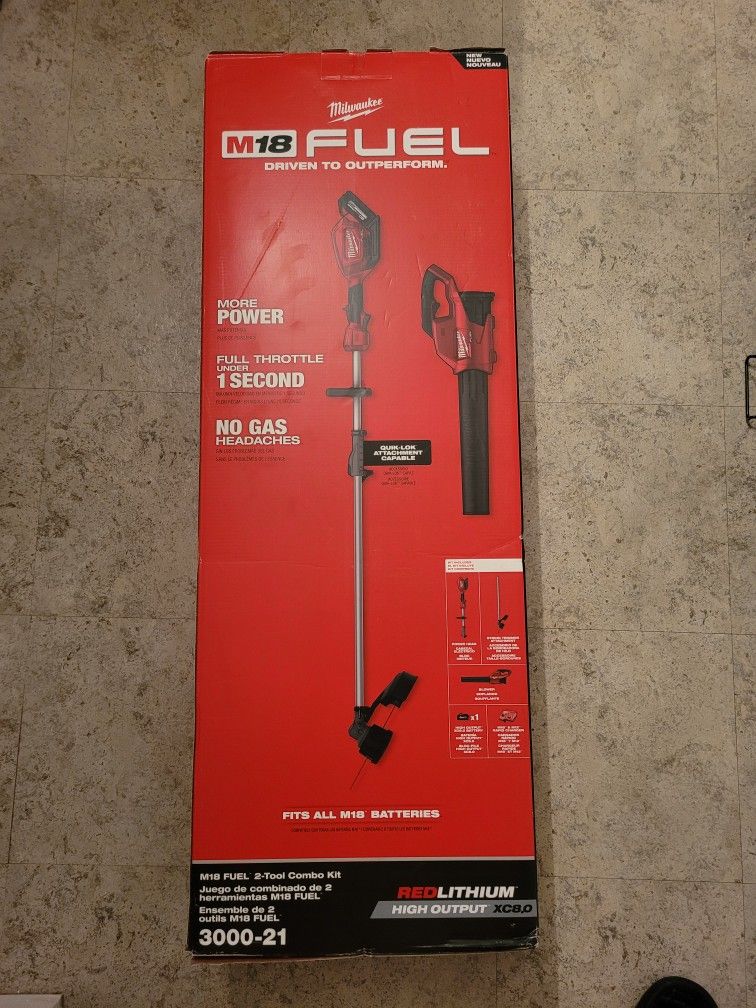Milwaukee Fuel M18 Leaf Blower And Weed Trimmer Kit 8.0 High Output Battery And Rapid Charger Included Brand New $340 Firm 