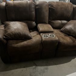 Brown Couch With Reclining Ends