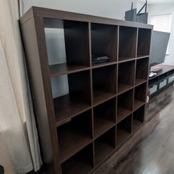 Large cube storage shelf / bookcase – dark wood
