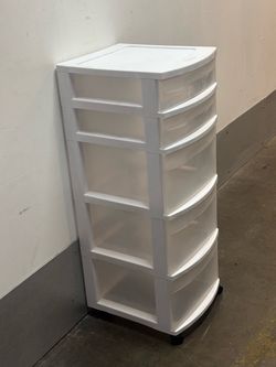 Sterlite 5 drawer white plastic multi-drawer rolling storage cart