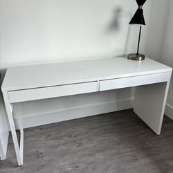 Desk White IKEA Micke With Lamp