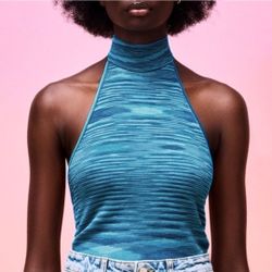 NWT! Zara Electric Blue High-Neck Top Size S