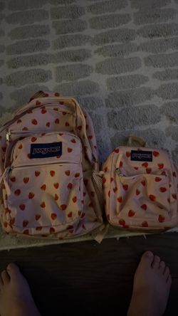 Jansport Strawberry Backpack with Matching Lunchbox