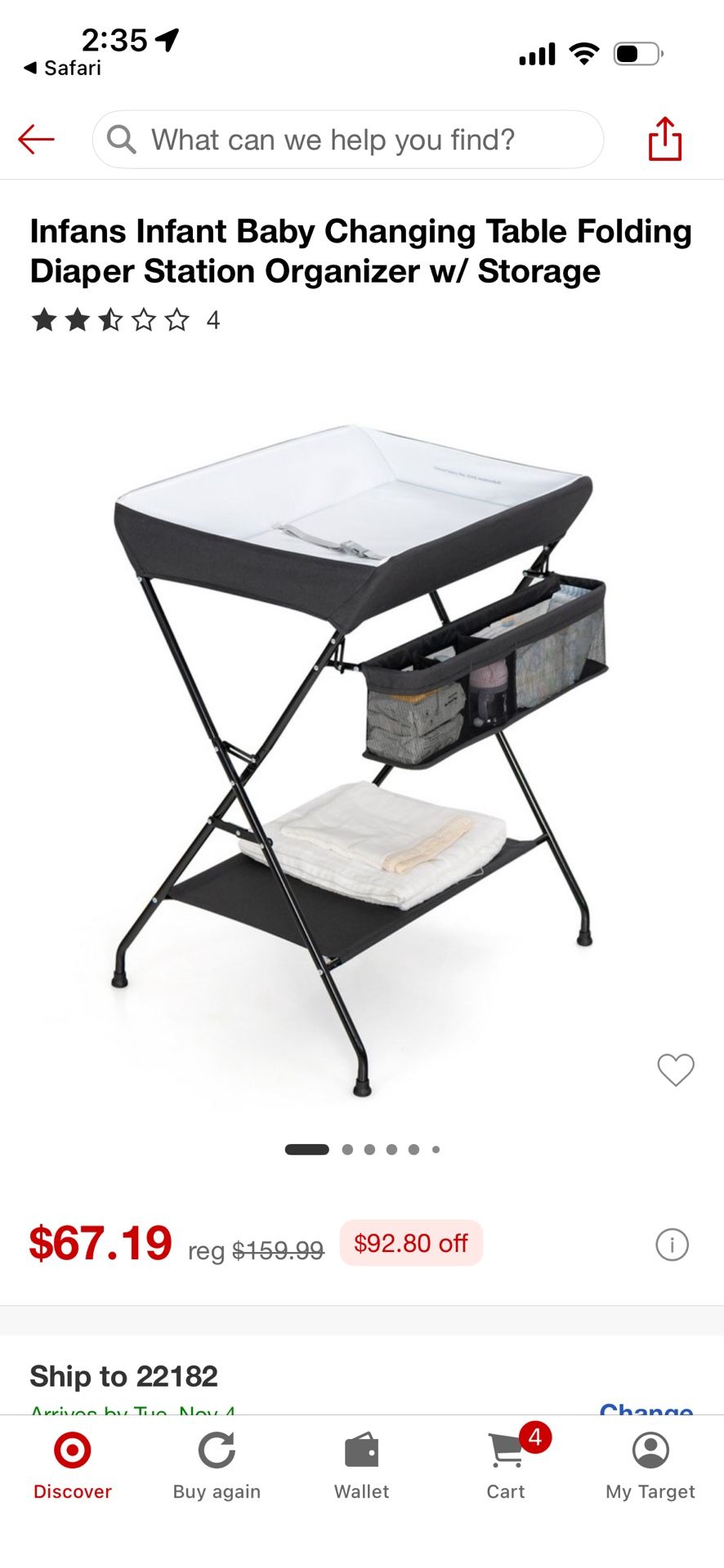 Foldable infant baby changing table