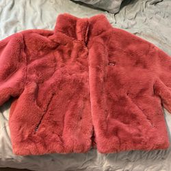 Nike Pink Faux Fur Jacket