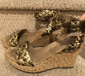 The GAP Cooper Gold Bronze ankle wrap wedges size 8