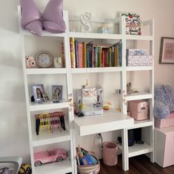 Crate & Barrel Sawyer White Leaning Desk with Two 24.5'' Bookcases