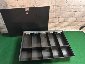 Cash Drawer / Money Tray, w/Locking Cover, 16"x11"x2-1/4", Black