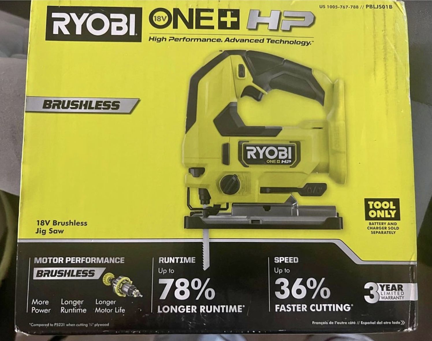 Ryobi One HP Jig Saw (Brushless) - PLBJS01B