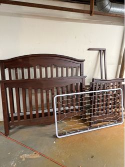 Cherry wood full bed frame crib