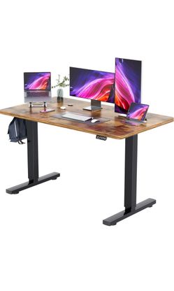 Electric Standing Desk with Rustic Wood Top