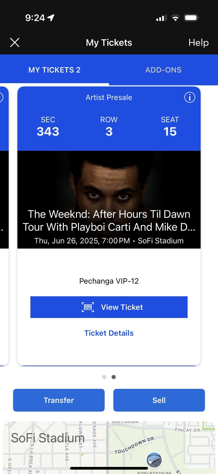 2 The Weekend Concert Tickets In LA June 26th