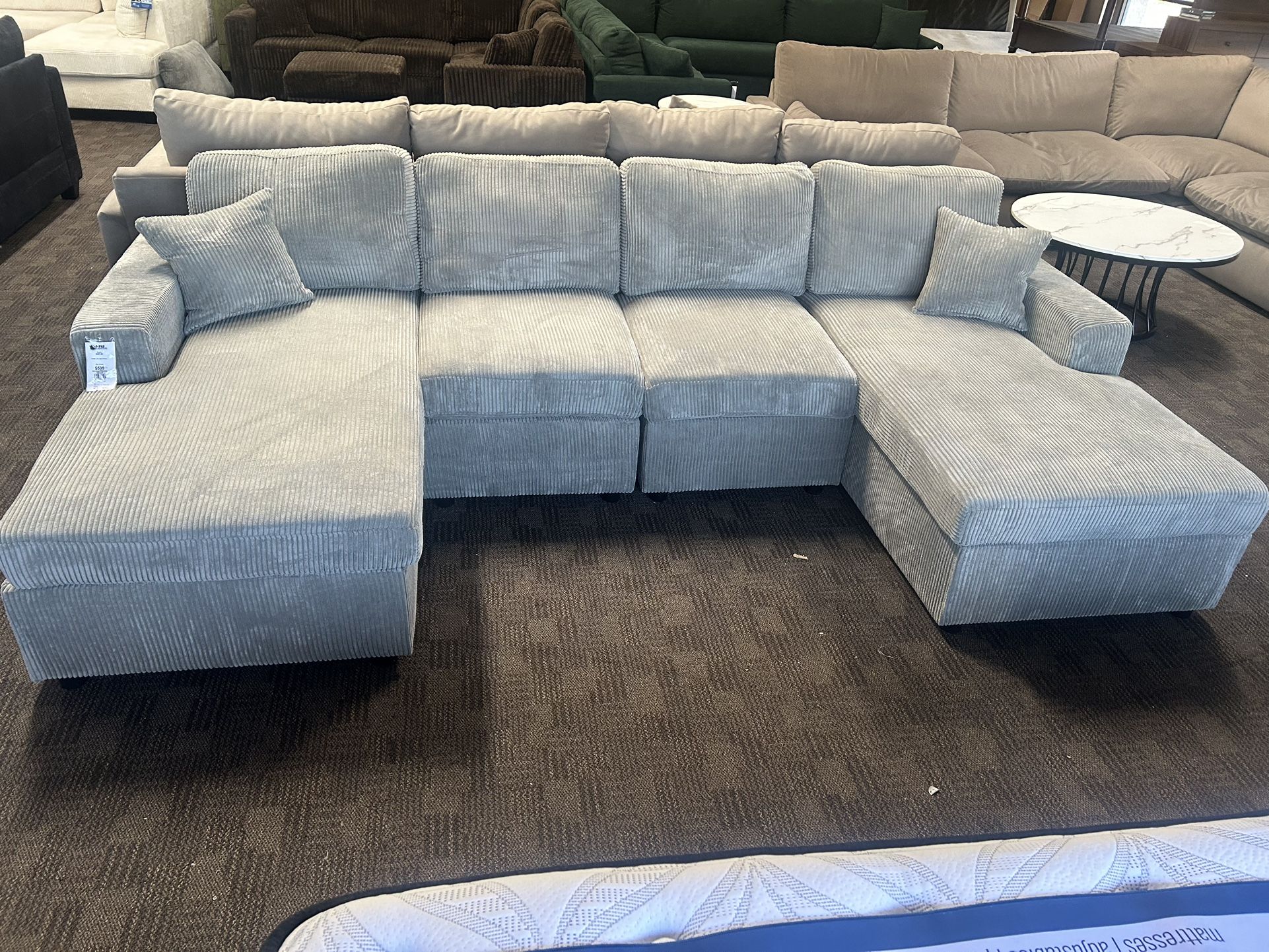 Light Gray Double Chaise Sofa Sectional