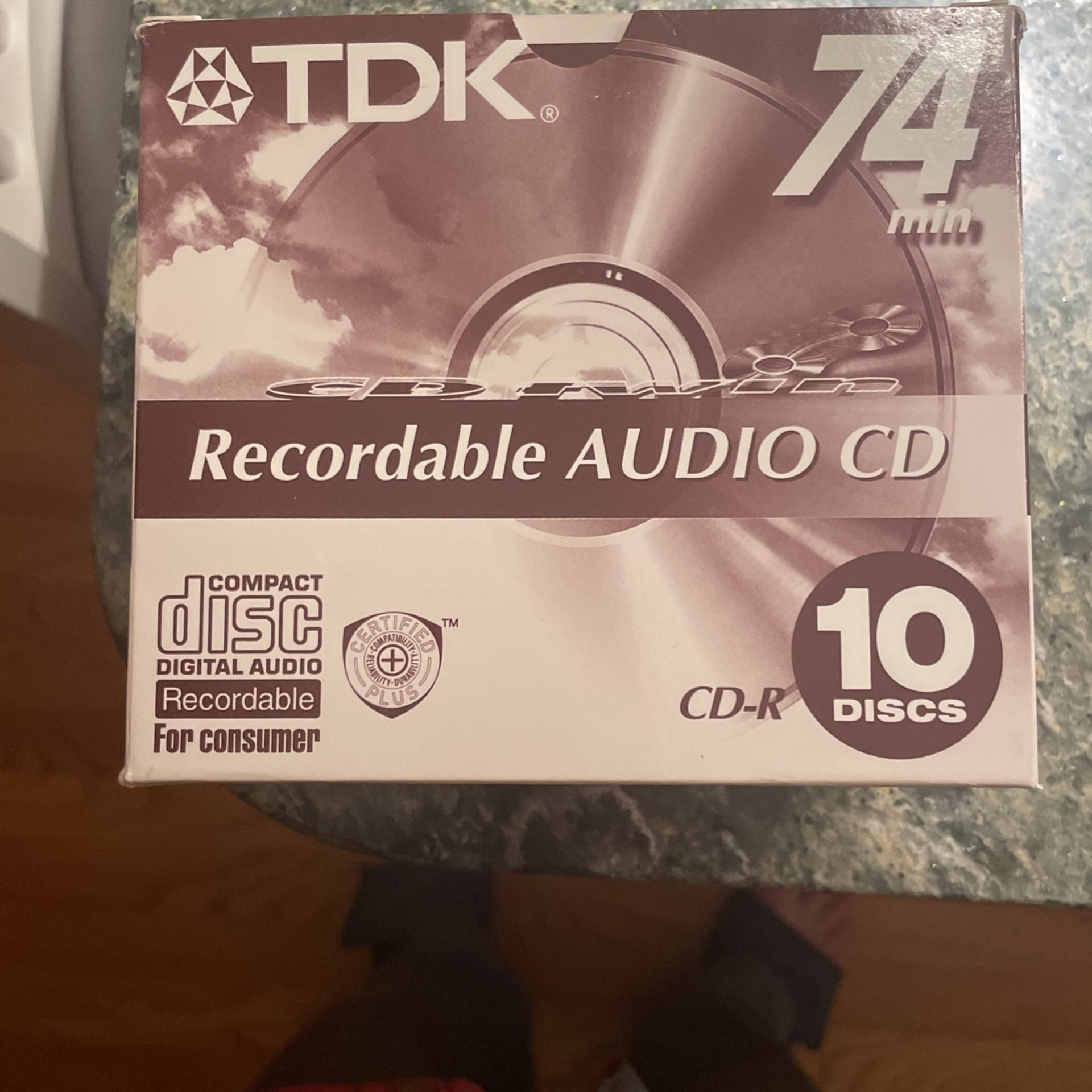 TDK 74 Min Auto Blank CDs Ten Pack With cases.