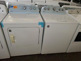 New scratch and dent dent Whirlpool top load washer and dryer set with 6 months warranty