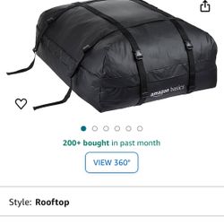 Amazon Basics Waterproof Rooftop Cargo Carrier Bag, 15 Cubic Feet, Black