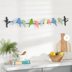 40 in. x 7 in. Metal Multi Colored Indoor Outdoor Bird Wall Decor