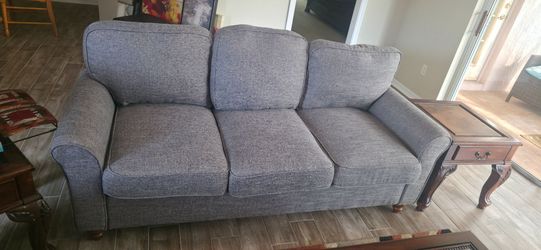 Gray 3-Cushion Sofa with Rolled Arms