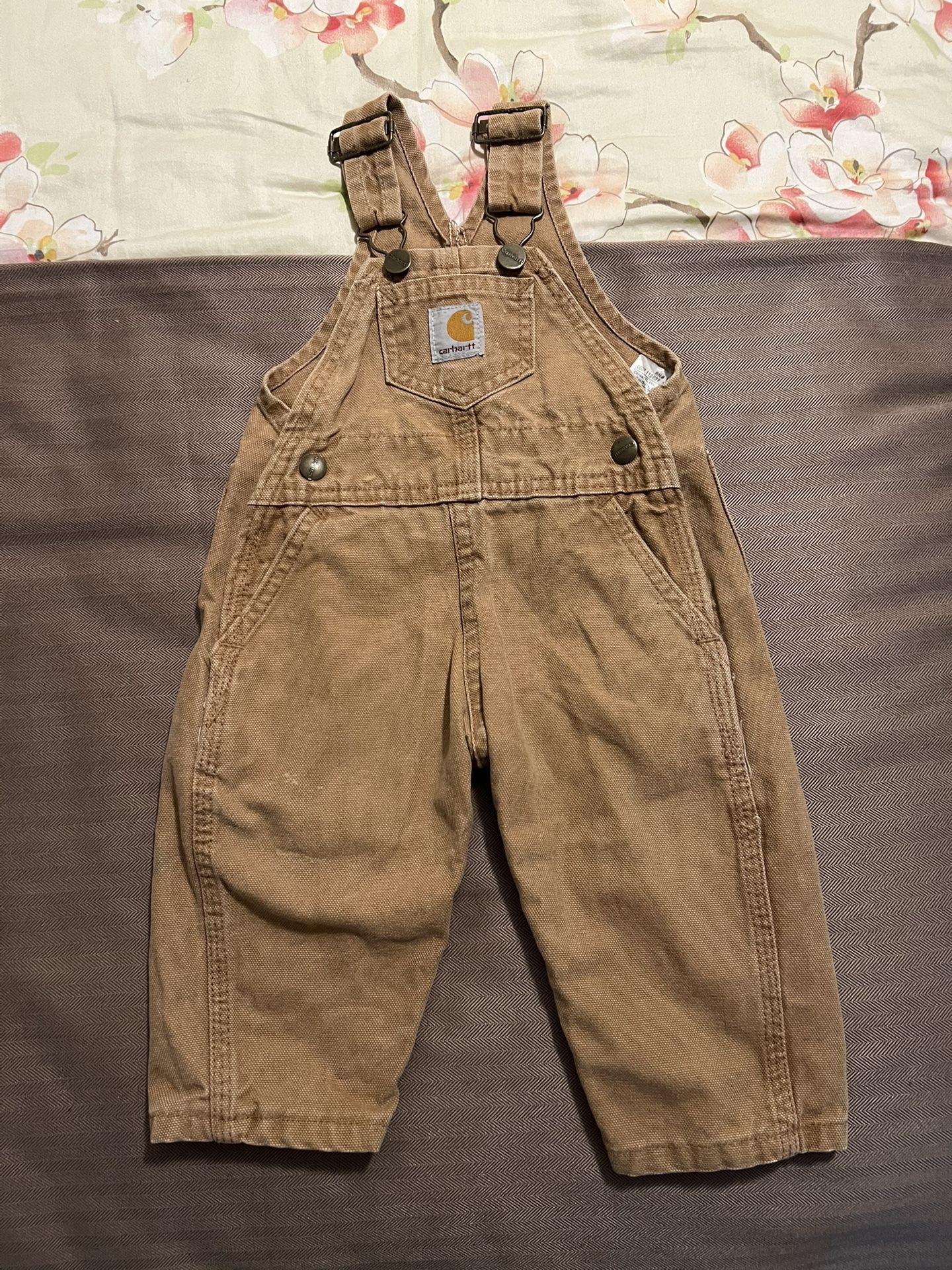 Carhartt Vintage Baby Overall Bibs Diaper Snaps Brown BRN Size 12 Months