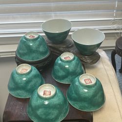 Seven Antique Chinese Porcelain Rice Bowls