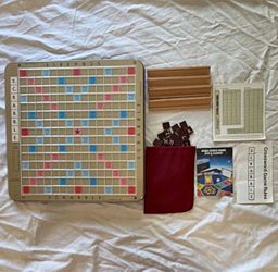 Vintage 1977 Selchow Scrabble WOOD Deluxe Edition Turntable Base COMPLETE SET