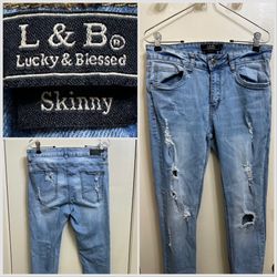 Lucky & Blessed Distressed Skinny Jeans Size 10 