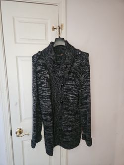 Mens Black Sweater Cardigan Size Xl