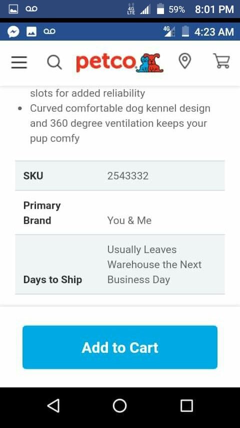 You & Me Relaxing 24" Pink & Black Dog Kennel