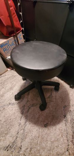 Black Rolling Stool with Padded Seat