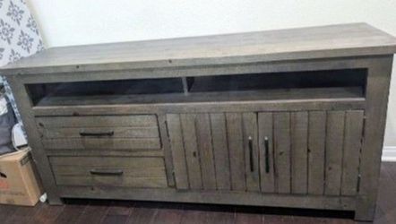Rustic Gray Wood TV Stand Console