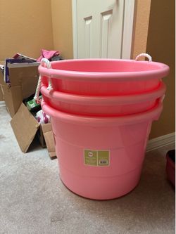 3 big pink tubs