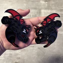 Car fender emblem badges bat hornet (black/red)
