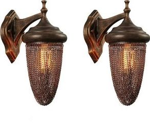 Rustic Amber Wall Sconce 2-Pack, Bronze Brushed, Industrial Farmhouse Wall Lamp Retro Lamp