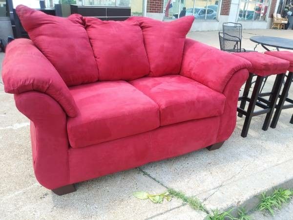 Red microfiber love seat for sale