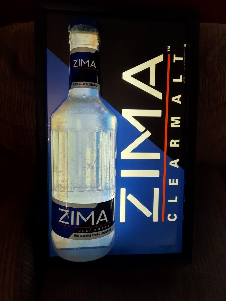 Vintage 1993 ZIMA Clearmalt Lighted Bar Sign - 1990s liquor / beer advertisement