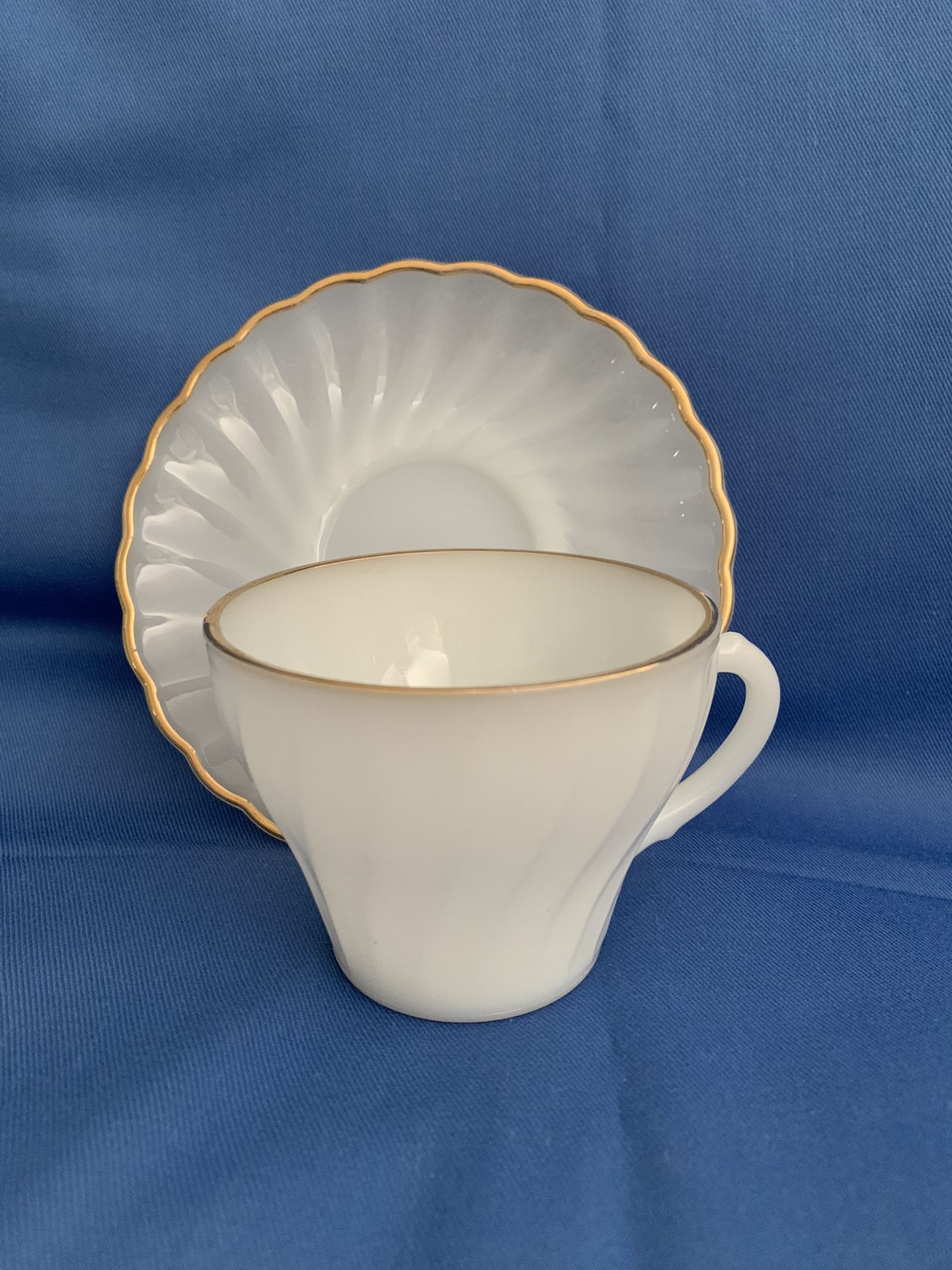 Vintage depression glass teacup and saucer
