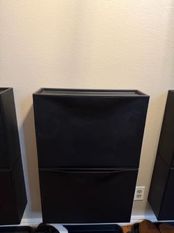 Black Shoe Cabinet with Flip Drawers