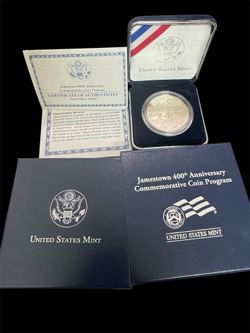 2007 Jamestown 400th Anniversary Commemorative Proof Silver Coin-Box & COA Mint