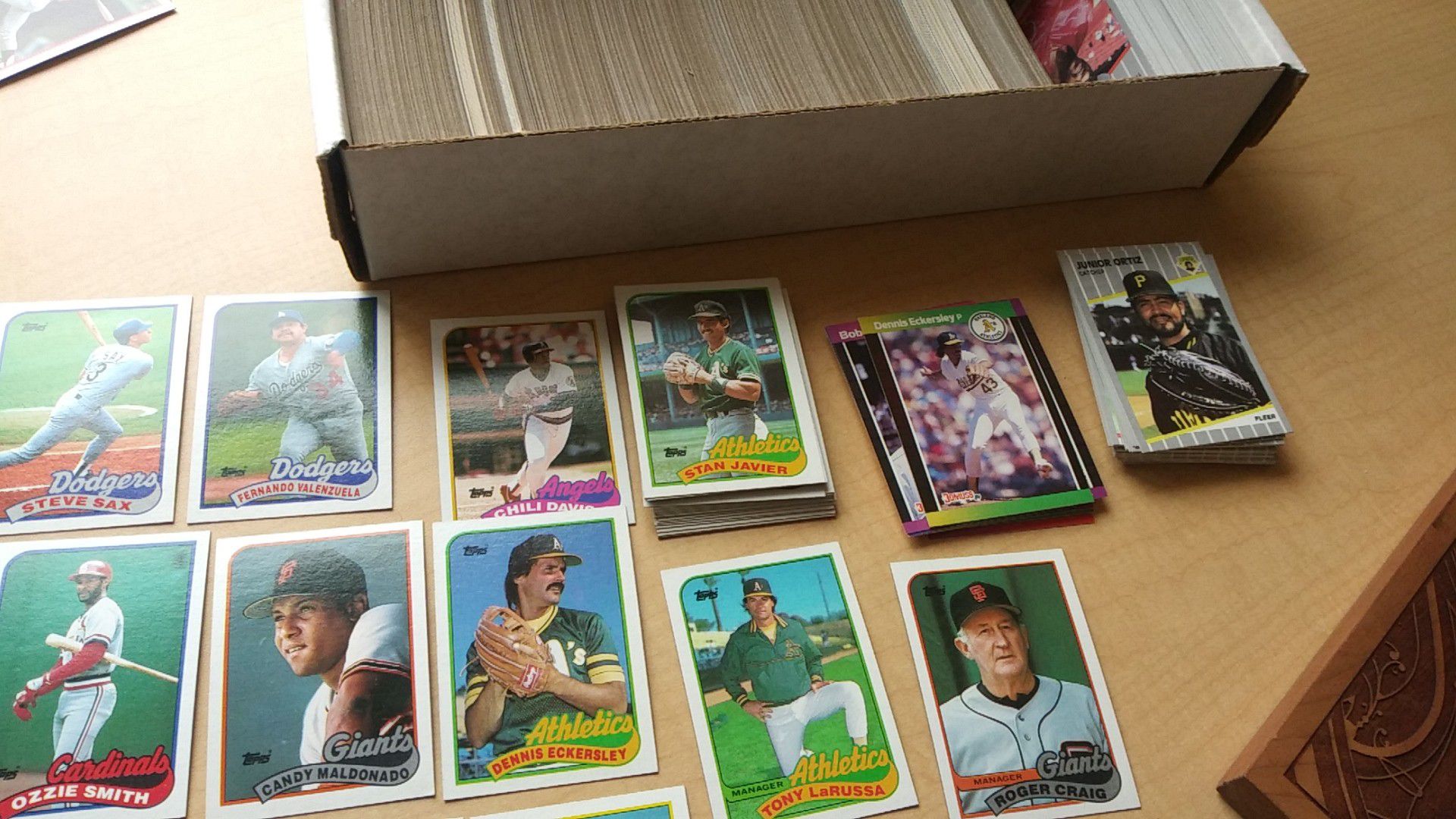Box of 1989 baseball cards