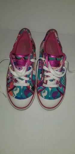 COACH BARRETT SIGNATURE LEATHERWARE LACE-UP SNEAKERS SZ.7.5B