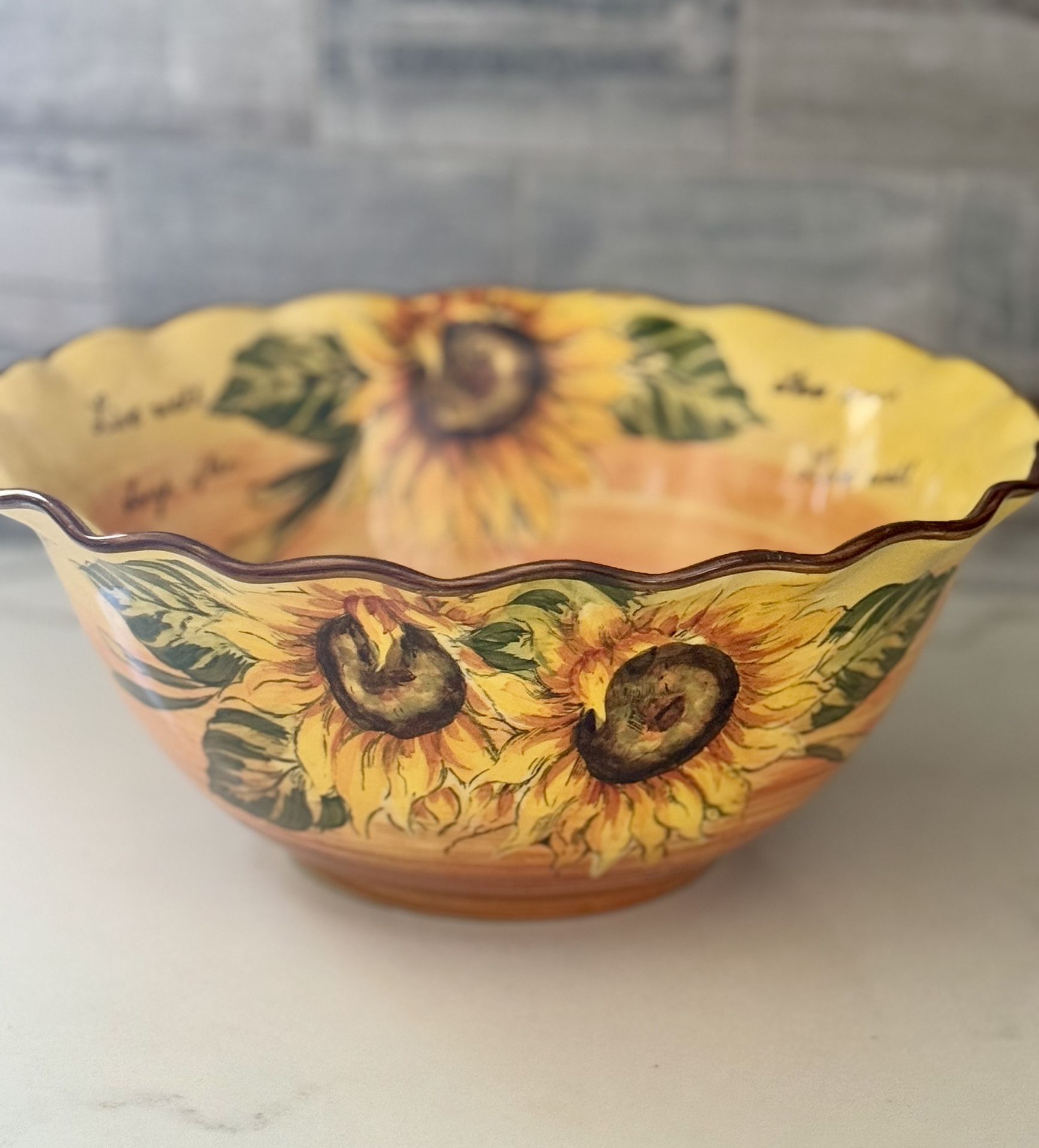 Beautiful Maxcera Sunflower Ceramic Serving Bowl 