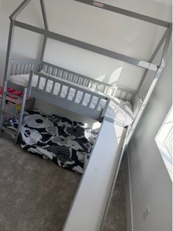 Twin bunk beds with slide