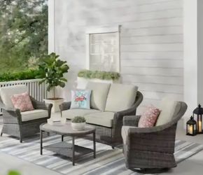 4 piece Brown/tan Hampton Bay lawn furniture