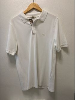 Burberry White Polo with Signature Check Placket