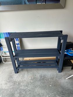 3-Tier Wood Slatted Shelf Unit