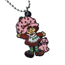 Strawberry Shortcake 80s Retro Cartoon Toy Charm Pendant Necklace with Ball Chain