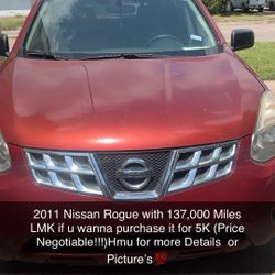 Red 2011 Nissan Rogue 137,000 Miles 